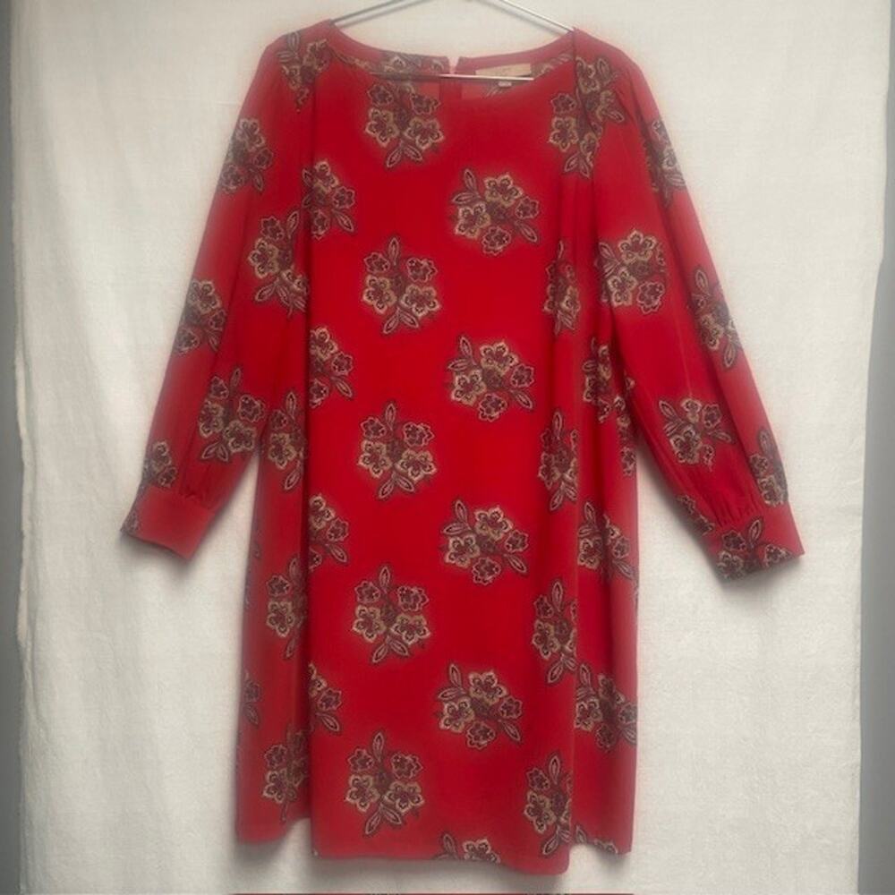 Loft Plus Women's Red Floral Paisley Long Sleeve Dress - Size 18